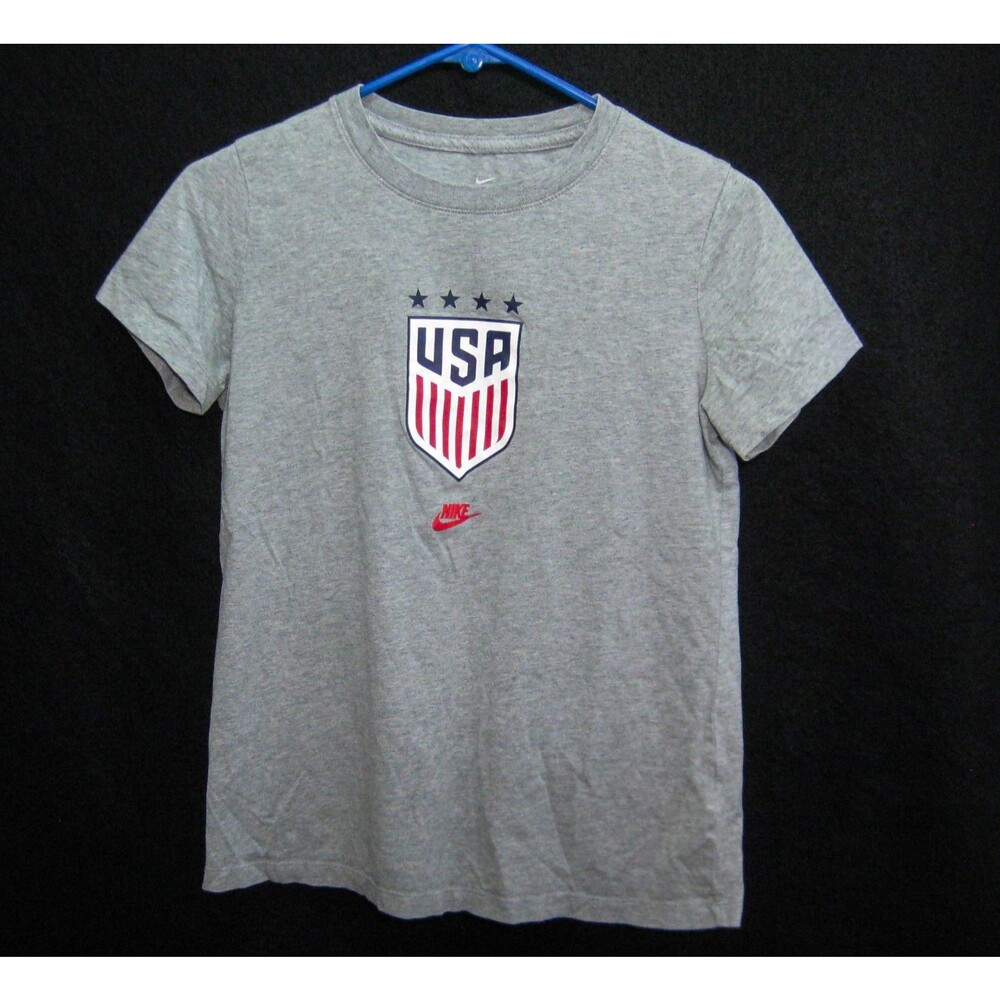 USA Soccer Logo Nike T-Shirt Mens Gray Short Sleeve Graphic 100% Cotton Top